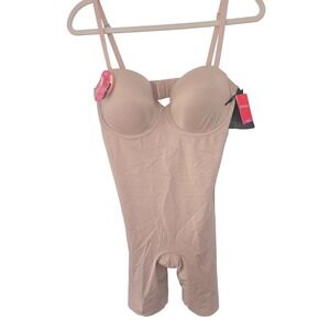 Spanx Suit Your Fancy Strapless Mid-Thigh Bodysuit Nude XL 10156R